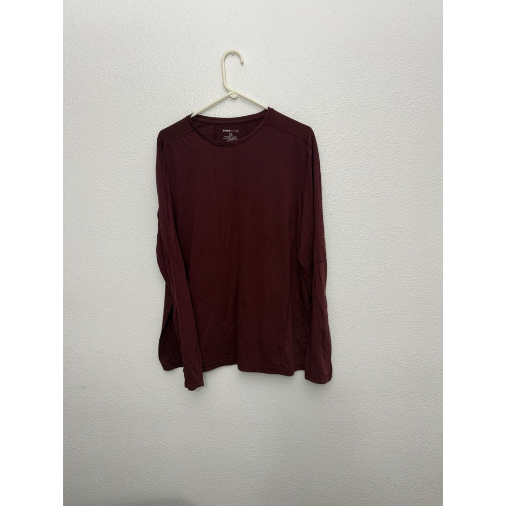 SwissTech Mens Long Sleeve Performance T-Shirt Merlot Burgundy XL SM47Y043H